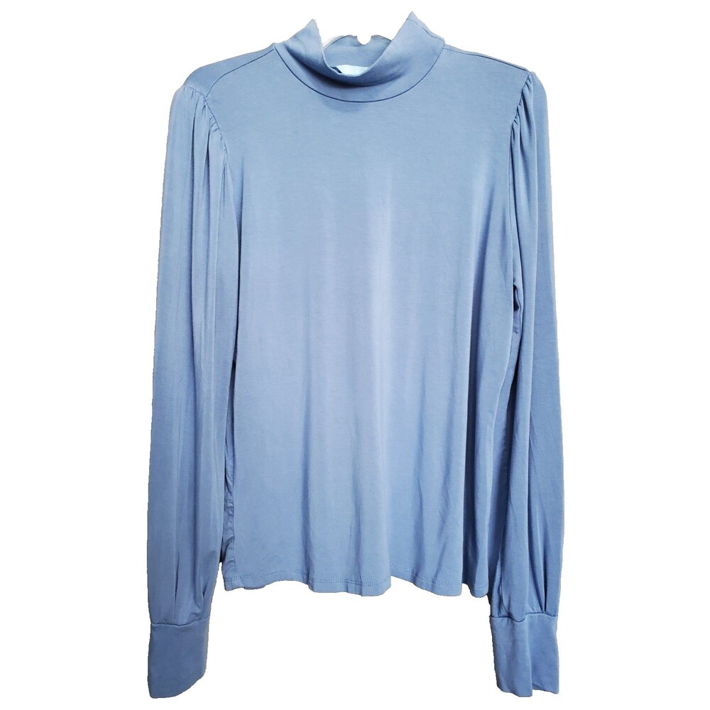 Draper James Blue Jersey Knit Mock Neck Long Sleeve Blouse Size XL